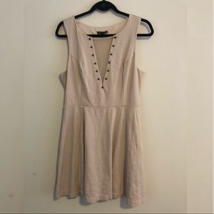 Mesh Plunge Neck Beige dress